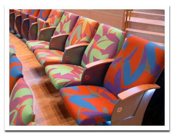Colourful theatre chairs. 