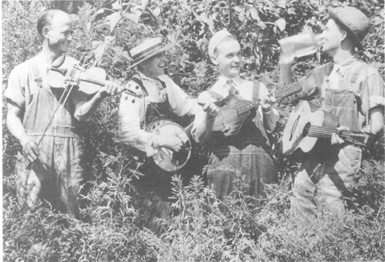 Black and white photo of a hillbilly band.
