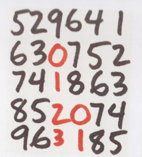 a close-up of the previous image that displays an error, a missing 9, in the sequence of numbers.